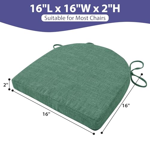 Image of IPYNBAP Chair Cushions for Dining Chairs, Kitchen Chair Cushions, 16'' x 16'' x 2'', Non Slip Indoor Seat Cushions, Chair Pads for Dining Chairs with Ties & Removable Cover, Set of 4, Dark Green
