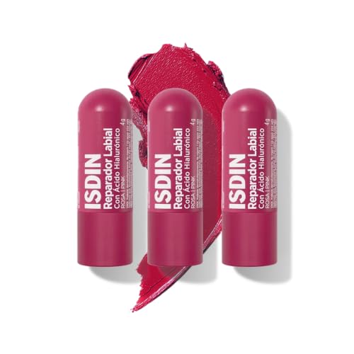 ISDIN Reparador Labial Rosa Pack TRIO (3 unidades) | Bálsamo labial con color y ácido hialurónico | Protege los labios secos o agrietados y ayuda a reducir la sensación de sequedad