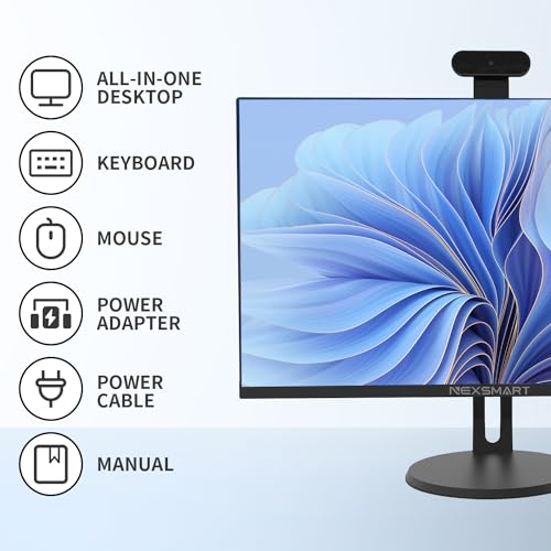 PC All-in-one 8GB RAM 512GB SSD i7 Quad-Core (fino a 3 GHz) 23,8 pollici All-in-One Computer Desktop PC con fotocamera staccabile regolabile,All-in-one pc 2.4G/5G WiFi BT 4.2 IPS HD Display,Nero - RAM - Immagine 1