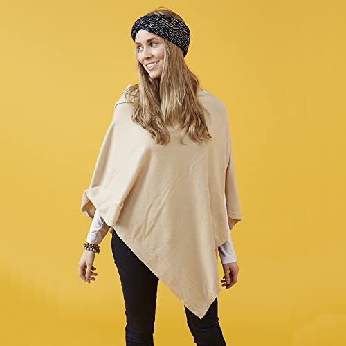 Image of Hadley Wren Women's Classic Colorblock Everyday Cotton Poncho, Black Solid Solid