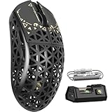 MAMBASNAKE M5Ultra ゲーミングマウス 8K カーボンファイバーマウス 無線 有線 ワイヤレス 軽量 PAW3950MAXセンサー Nordic52840コントローラー 8000Hzポーリングレート 最大42000DPI 3モード Bluetooth 39g超軽量 FPS MOBA コイルケーブル付き【公式直営店】【技適認証済み】（黒×金）