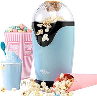 Giles & Posner EK0493GSBL Sorbet Pastel Popcorn Maker & Measuring Cup, 1200W, Tasty Popcorn in Under 3 Minutes, No Oil Needed, Fat Free & Healthy Movie Night Treats, Stylishly Retro & Portable, Blue