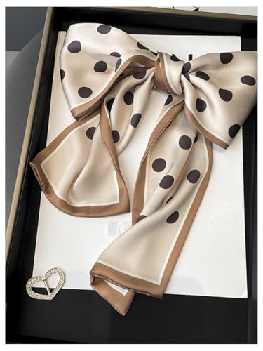 WDIRARA Women's Polka Dots Silk Scarf Satin Head Bandana Fashion Headband Sleeping Hair Wraps2