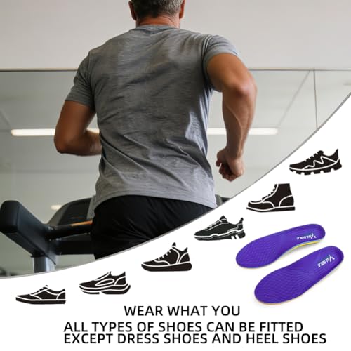 VALSOLE Heavy Duty Support Pain Relief Orthotics - 220+ lbs Plantar Fasciitis High Arch Support Insoles for Men Women, Flat Feet Insert, Work Boot Shoe Insole, Absorb Shock with Every Step