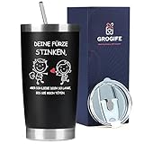 Männer Geschenke für Partner Ehemann Weihnachten - Lustige Thermobecher Nikolaus Geschenke Geburtstagsgeschenk Ich Liebe Dich Ideen für Freund Ihn Edelstahl Becher Thermo mit Deckel Strohhalme 600ml