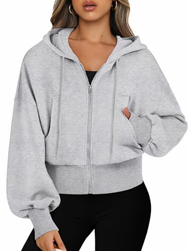 Jhsnjnr Damen Langarm Sweatjacke Hoody mit Reißverschluss Sport Zipper...