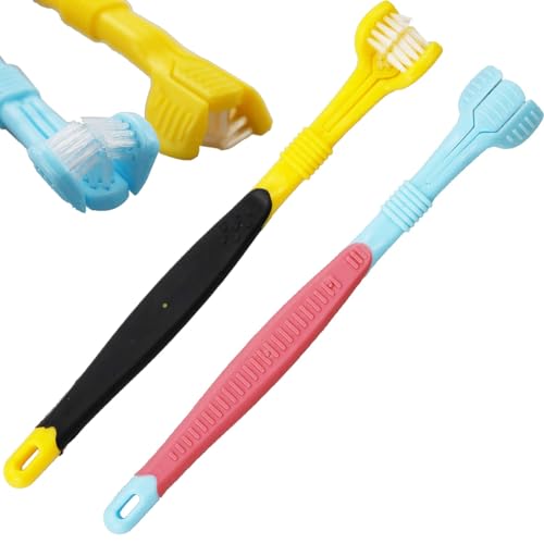 2 cepillos de dientes de 3 caras para autismo – Cepillo de dientes de viaje de 3 cerdas para el cuidado de dientes de adultos y niños