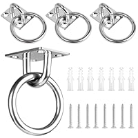 4 Stück Augplatten mit Ring, 40x50mm Augplatte Edelstahl mit Schrauben, Zurröse Deckenöse Decksplatte Mastplatte, Decksplatte für Sonnensegel-Befestigung, Decken-Befestigung, Wand-Haken, Decken-Haken