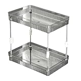 Contenido del paquete: 1 estante para cosméticos, tamaño 27 x 8.25 x 12.25 pulgadas. Este organizador de encimera está diseñado para almacenamiento de maquillaje y organización del cuidado de la piel en tocadores de baño y tocadores.