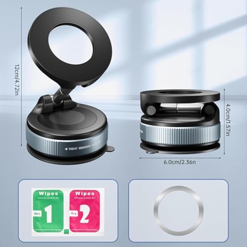 Image of Perptual Closet Magnetic Car Phone Holder Mount - 360 Adjustable Dashboard & Windshield Suction Cup Stand, Strong Magnet Secure Grip for iPhone, Android, SUV, Car Accessories