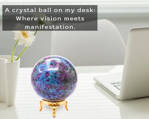 Image of Certified Ruby Kyanite Crystal Ball for Meditation - Premium Crystal Vastu Items for Home and Feng Shui Items for Good Luck - Ideal for Pooja Supplies and Spiritual Practices (2.5 inch Inch)