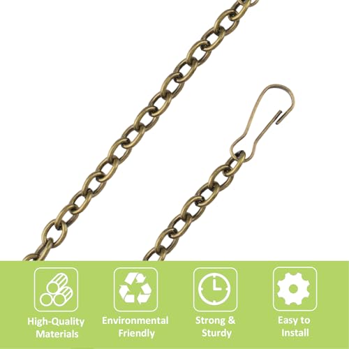 Image of Picture Hanging Kit with 4Pcs 2M Picture Hanging Chains & 12Pcs Hooks, Heavy Duty Metal Display Chain for Photo Frames Artworks Mirror(Bronze)
