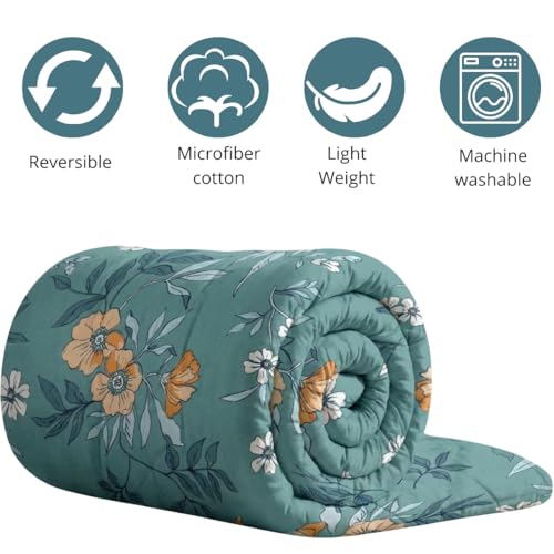 Image of Mafatlal 120 GSM Ultrasonic Microfiber Single Reversible AC Comforter | 90 x 60 Inches | Summer Kambal | Twin Bed Duvet | Ash Blue