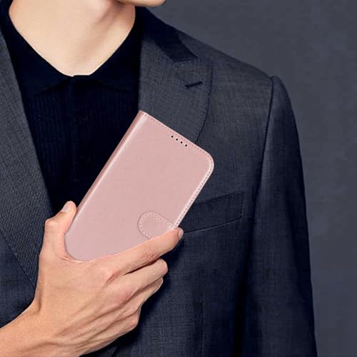 Image of for iPhone 15 Plus Case Wallet with Card Holder,for iPhone 14 Plus Wallet Case for Women Men,PU Leather Shockproof Magnetic Buckle Stand Flip Phone Case-Rose Gold