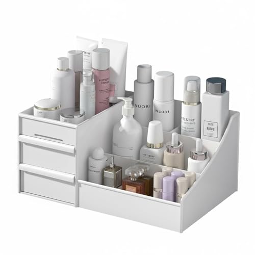 Vinnatsu化粧品収納ボックス 化粧品収納ラック ペン立て 卓上収納 引き出し 仕切り 収納ケース小物入れ おしゃれ ジュエリーボックス 卓上 デスクオーガナイザー 防塵防水強い耐久性（ホワイト）