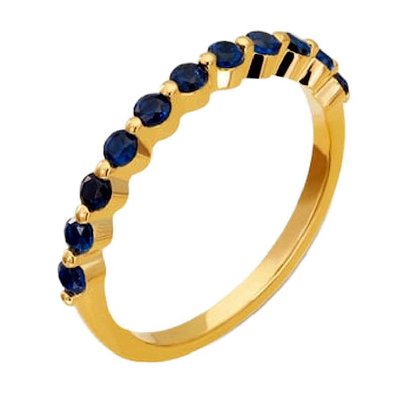 Alliance saphir bleu naturel argent 925, éclat durable sans ternir