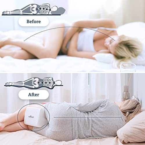 Abco Tech Memory Foam Knee Pillow With Cooling Gel - Wedge Pillow - Leg Pillow For Side Sleepers, Pregnancy, Spine Alignment, Pain Relief - Pillow For Between Legs When Sleeping - With Washable Cover #TOP5