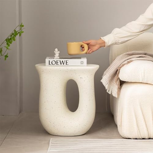 FATIVO Beistelltisch weiß Sofatisch Holzimitat, Cremeweiß Beistelltisch modern Klein Tisch fürs Wohnzimmer Schlafzimmer 42.5×33×45cm