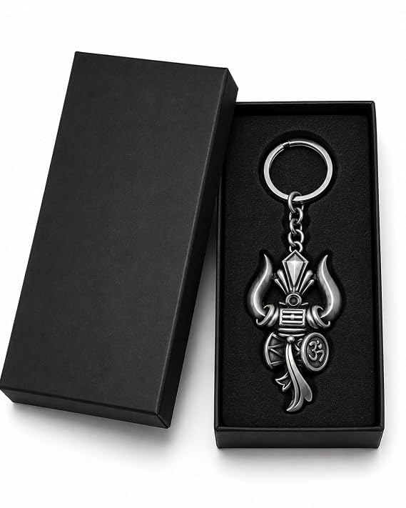 Mahadev Trishul Damru Om Metal Keychain for Car, Bike & House Key...