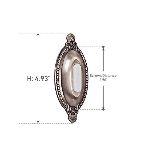 Craftmade Bsoo-Ap Designer Surface Mount Oval Ornate Lighted Doorbell Led Push Button, Antique Pewter (4.93"H X 2.13"W) #TOP1