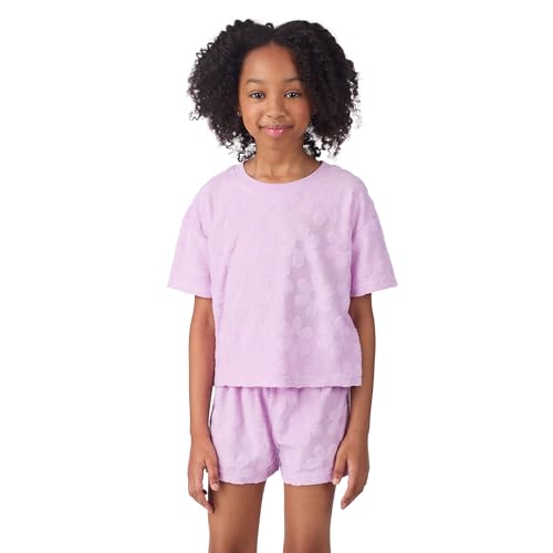 Image of Saint Eve Kids Girls 2 Piece Terry Outfit Set Soft T Shirt and Shorts Matching Lounge Set Summer Clothes for Girls