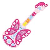 DM Toys Guitarra Infantil Borboleta com Luz e Som Rosa e Azul