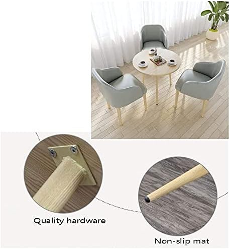 1 Table and 3 Chairs Exhibition Hall PU Leather Chair 80cm Round Table Hotel Balcony Bedroom Corridor Clothing Store (Color : Brown) (Multi)