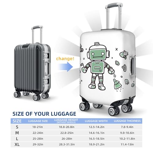 Line robot Travel Luggage Cover Elastic Washable Suitcase Cover Protector Fashion Stretch Baggage Covers Dustproof Suitcase Sleeve Fits 18-32 inch luggage Small2