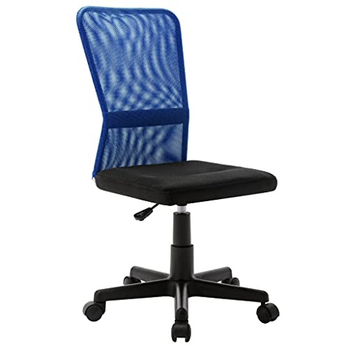 Bürostuhl Drehstuhl Schreibtischstuhl Ergonomische Rückenlehne ohne Armlehnen leicht Stuhl Esszimmerstühle Platzsparend Armless Höhenverstellung, Schwarz und Blau 44x52x100 cm Netzgewebe Cover