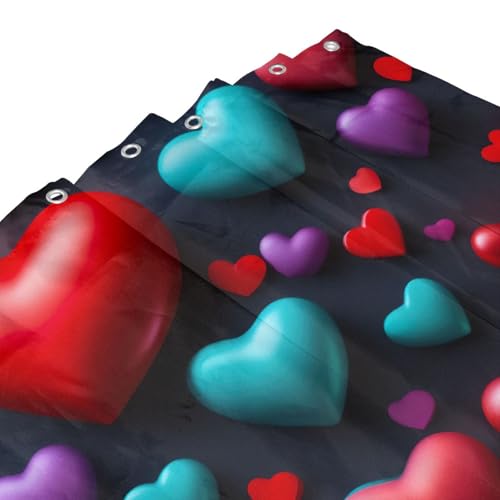 Rideau de douche polyester imprimé cœur rouge 183x183 cm avec 12 œillets - 6