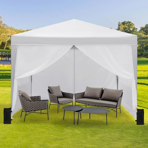 10x10 Pop Up Canopy with 4 Sidewalls, Outdoor Portable Instant Canopy Tent, Waterproof Pop Up Tent, Versatile Gazebo for Camping, Outdoor Parties, Backyard,Beach Activities,White by Hipicute - Image 2