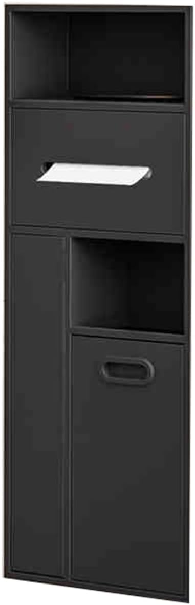 MYUYEE Stainless Steel Shower Niche,Recessed Toilet Paper Holder Trash Can Niche,For Hotels Public Places (Black 30X78Cm)