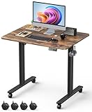 Xyndyx Höhenverstellbarer Schreibtisch, 80x60 cm, Hochwertige Tischplatte, elektrischer Schreibtisch höhenverstellbar, Computertisch mit Memory Funktion, braun
