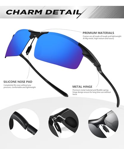 Image of ANYLUV Polarized Sunglasses for Men Carbon Fiber Sunglasses with UV400 Protection for Fishing Driving Gift