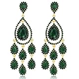 TTPSRY Pendientes Mujer Largos Elegantes Cristal Azul Colgantes Brillantes Pendientes de Fiesta Boda Ceremonia Joyas para Damas