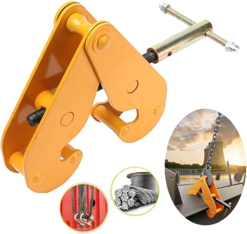 Mreryyse Trägerklemme 1000 kg/1 T Balkenklemme Montageklemme Flanschklemme Trägerklaue Spindelklemme Flanschklemme Montageklemme Stahl für I-Stahlträger, Orange