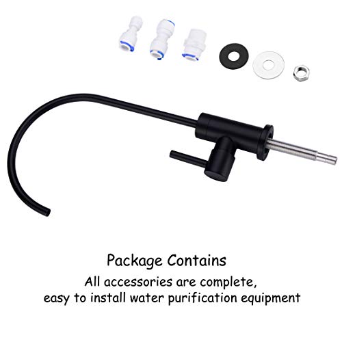 Pirooso Black Water Filter Faucet, 100% Lead-Free Drinking Water Faucet, 360° Swivel Kitchen Sink Water Filter Faucet,Fits Most Reverse Osmosis Units Or Water Filtration System, Black #TOP6