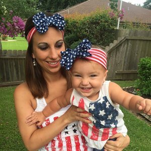 AKOAK Boutique 2 Pcs/Lot Mom and Baby Kids American Flag headband Stars And Striped Bowknot Headband For 4th July Hair Accessories Headwear