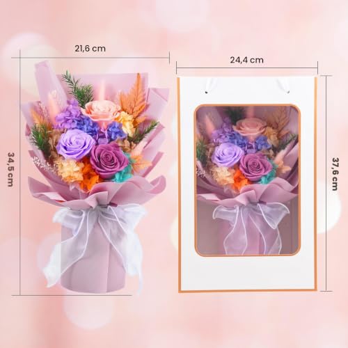 Ewige Rose Blumenstrauß,Konservierte Echt Blumen Rosestrauß in Geschenkbox,Geschenke für Mutter, Freundin, Ehefrau,Geschenke für Valentinstag, Muttertag, Weihnachten,Jahrestag und Geburtstag – Bild 2