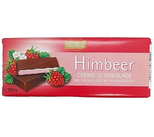 Böhme Creme- Schokolade Set Pfefferminz | Himbeer | Zitrone | Erdbeer | Orangen 5 x 100g + Naschwerk® Sticker
