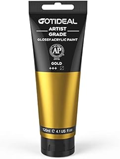 GOTIDEAL Acrylic Paint Metallic Gold 24K Tubes(120ml, 4.1 oz) Non Toxic Non Fading,Rich Pigments for Painters, Adults & Kids, Ideal for Canvas Wood Clay Fabric Ceramic Craft Supplies (Gold)