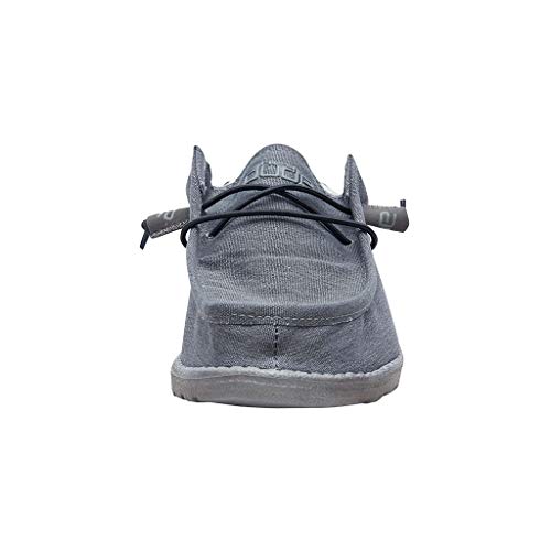 HEYDUDE Men's Wally Stretch Carbon Size 9 | Men’s Shoes | Men's Lace Up Loafers | Comfortable & Light-Weight