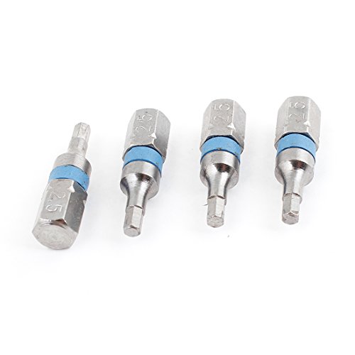 uxcell Magnetic 2.5mm H2.5 Hex Head Screwdriver Bit Silver Tone Blue 4 Pcs