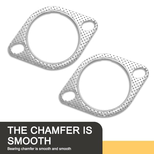 Image of Eratus 2 PCS Exhaust Pipe Interface Gasket, 2 Holes High Temperature High Pressure Exhaust Flange Gasket, Tight Connection Leak-proof Sealing Parts Replacement, for Most Cars (Silver #2.5 inch)