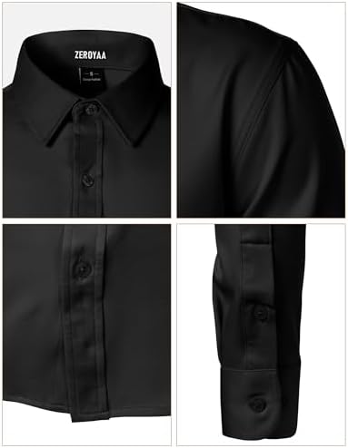 ZEROYAA Men's Wrinkle Free Long Sleeve Dress Shirt Business Casual Modern Slim Fit Button Down Shirts for Wedding and Office
