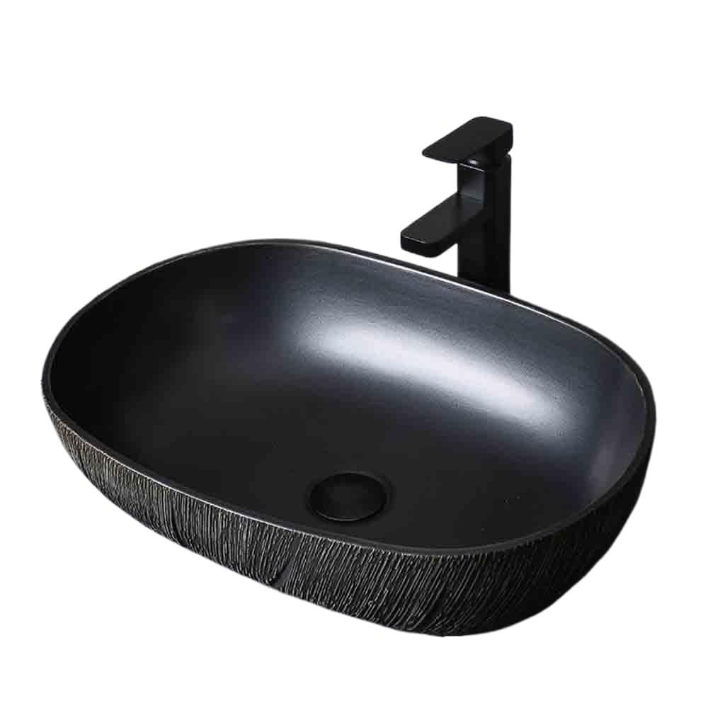 Vessel Sink Single Pedestal Basin Oval Washbasin Household Bathroom with Accessories Countertop