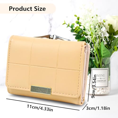 Mikytoper Purses for Women Soft PU Leather Wallet for Girls Ladies Small Purse Tri-Fold Women's Wallet with Coin Purse Card Holder (Plaid Print - Yellow) - Image 3