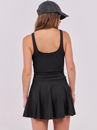 Caracilia Women's Tennis Mini Dresses Workout Built in Shorts Golf Athletic Sleeveless One Piece Summer Active Romper Dress4