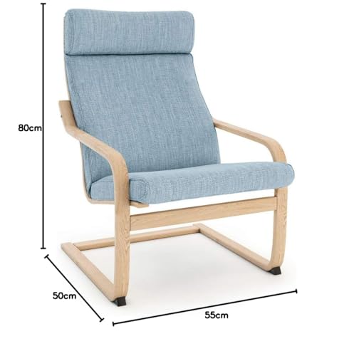 Vinylla Armchair Replacement Cover Made for Ikea Poang Chair (Cushion Design 3, Polyester - Light Cyan) - Image 4