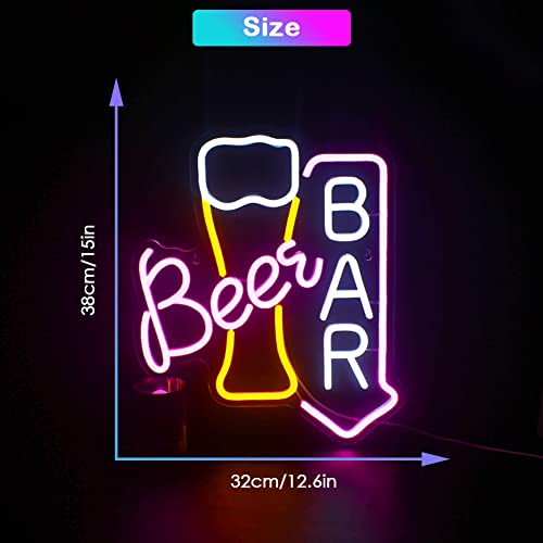 Beer Bar Neon Sign Led Neon Lights For Wall Decor USB Powered Light Up Bar Signs For Home Bar Store Restaurant Man Cave Decor Cafe Bistro Club Party Gift